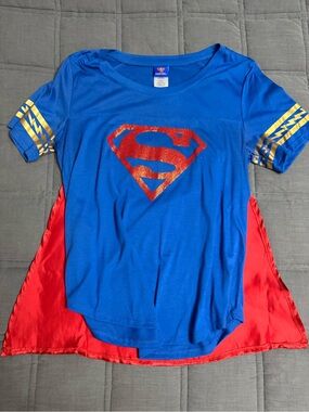 DC Comics Blue Supergirl Cape Tee with Red Emblem